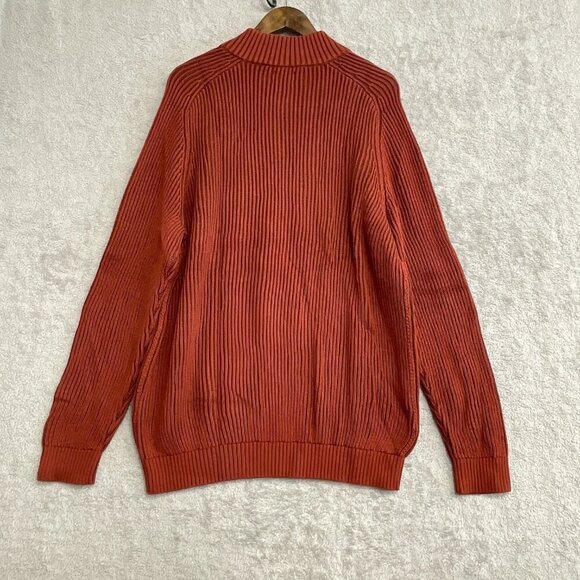 NEW Lands’ End Men’s XL Ribbed Knit Sweater Mock neck Red Rust 100% Cotton t118 - Picture 8 of 9